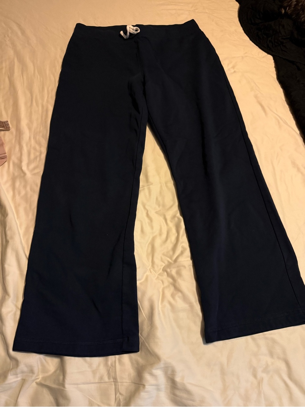 Womens Navy Blue Wide-Leg Lounge Pants